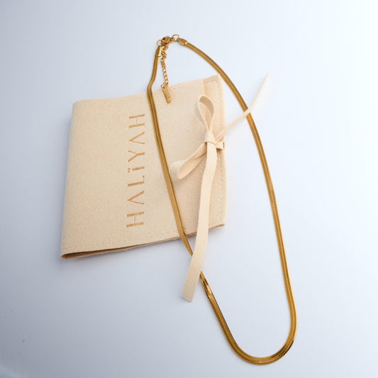 18K Gold Plated Snake Chain Necklace | Hypoallergenic Herringbone Stainless Steel