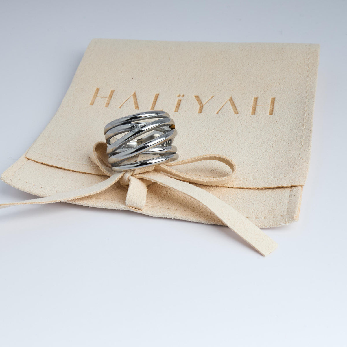 Silver Stainless Steel Statement Ring | Multilayer Irregular Design