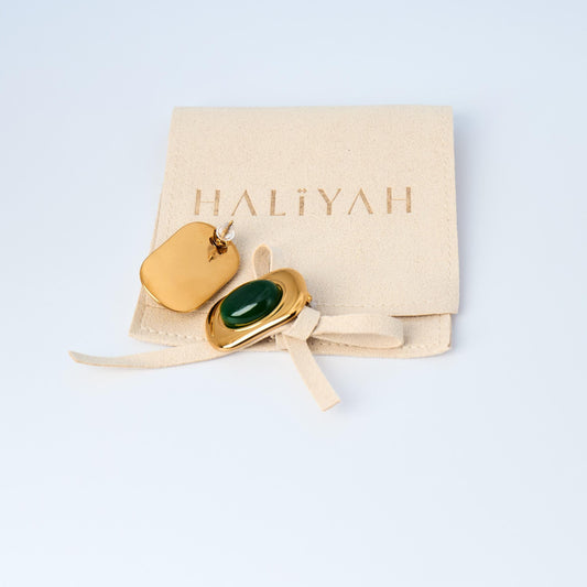 18K Gold Plated Green Cat Eye Stud Earrings | Waterproof Stainless Steel
