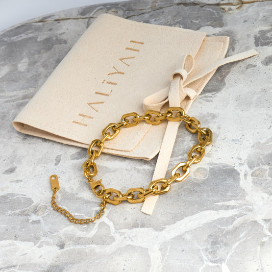 18K Gold Plated Cuban Link Bracelet | Waterproof Stainless Steel Chain