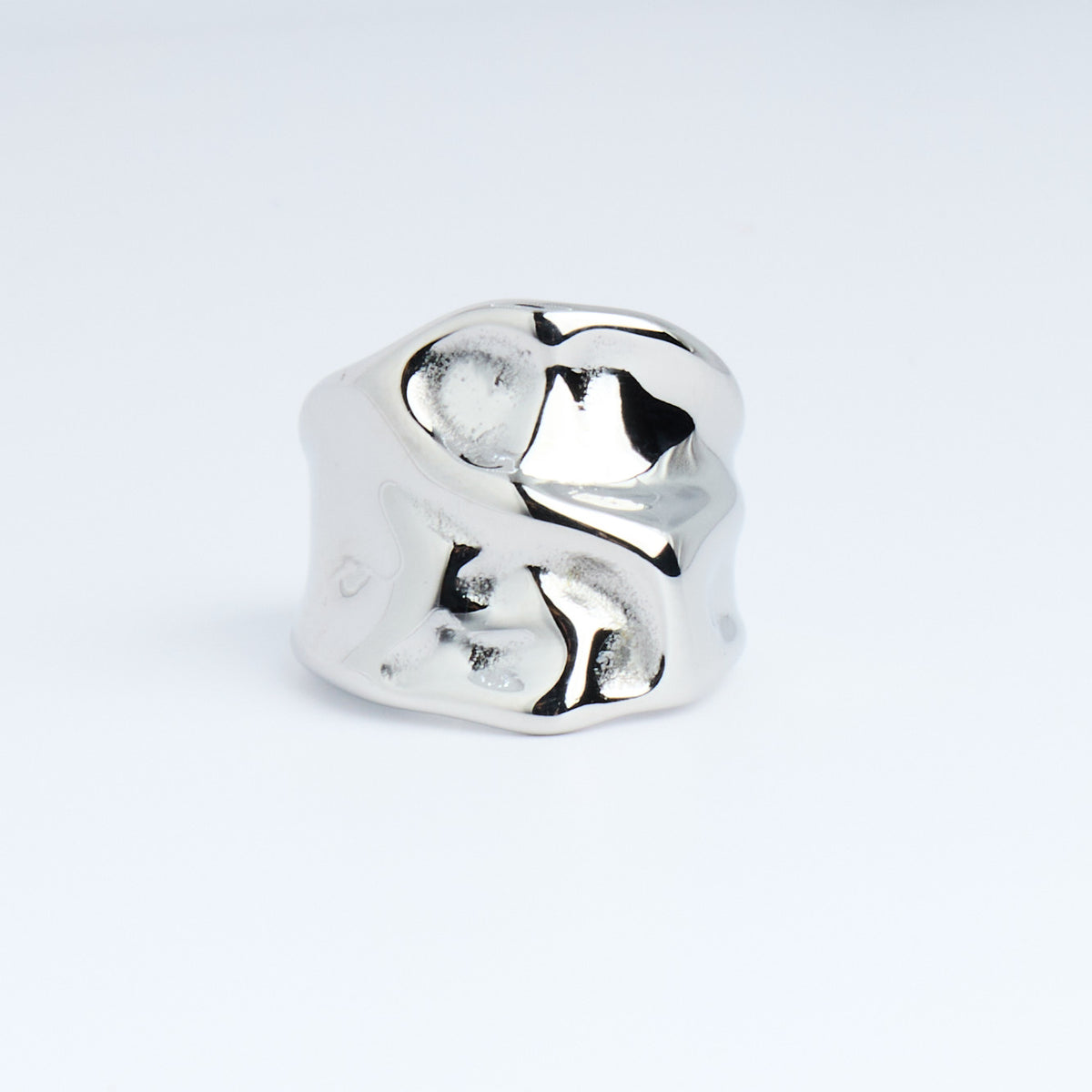 Chunky Hammered Stainless Steel Ring | Hypoallergenic Statement Jewellery