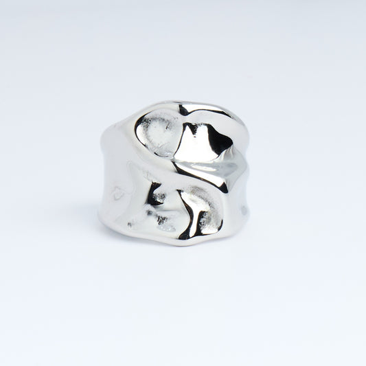 Chunky Hammered Stainless Steel Ring | Hypoallergenic Statement Jewellery