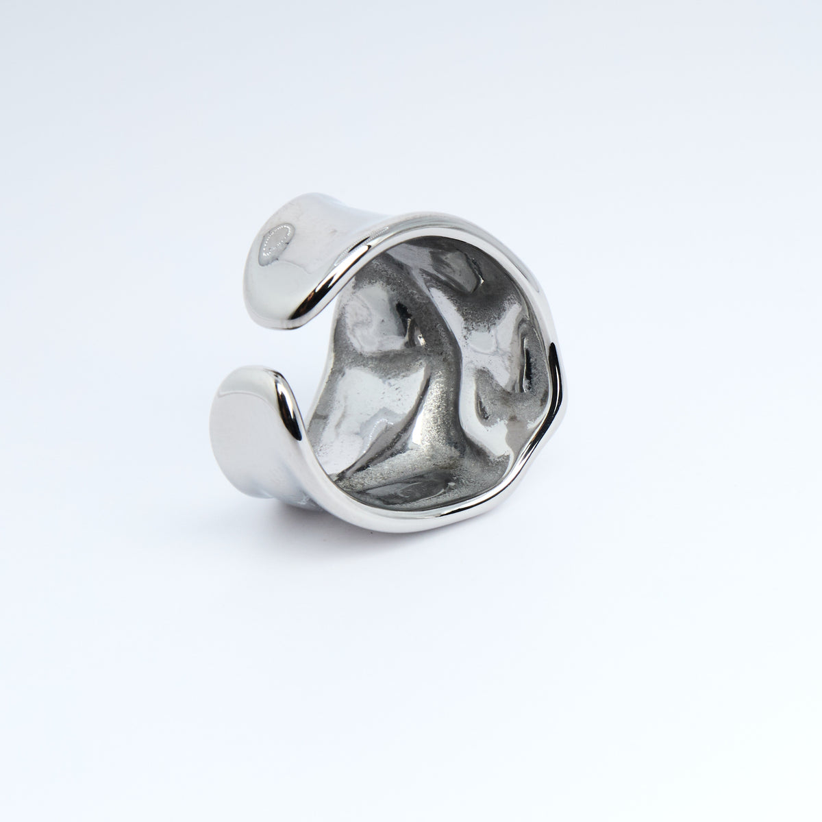 Chunky Hammered Stainless Steel Ring | Hypoallergenic Statement Jewellery