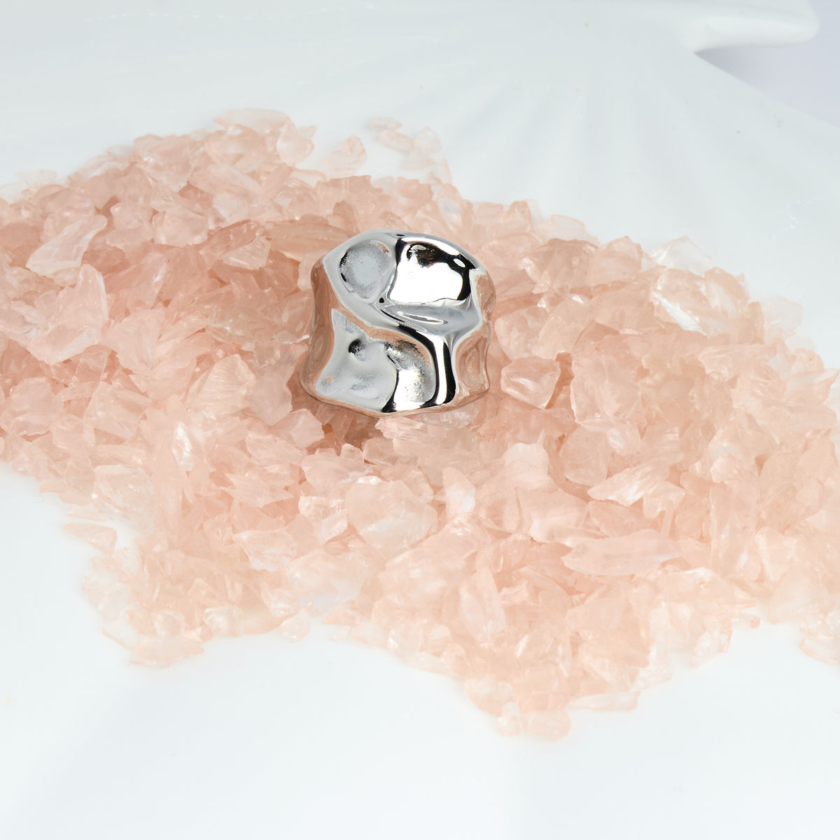 Chunky Hammered Stainless Steel Ring | Hypoallergenic Statement Jewellery