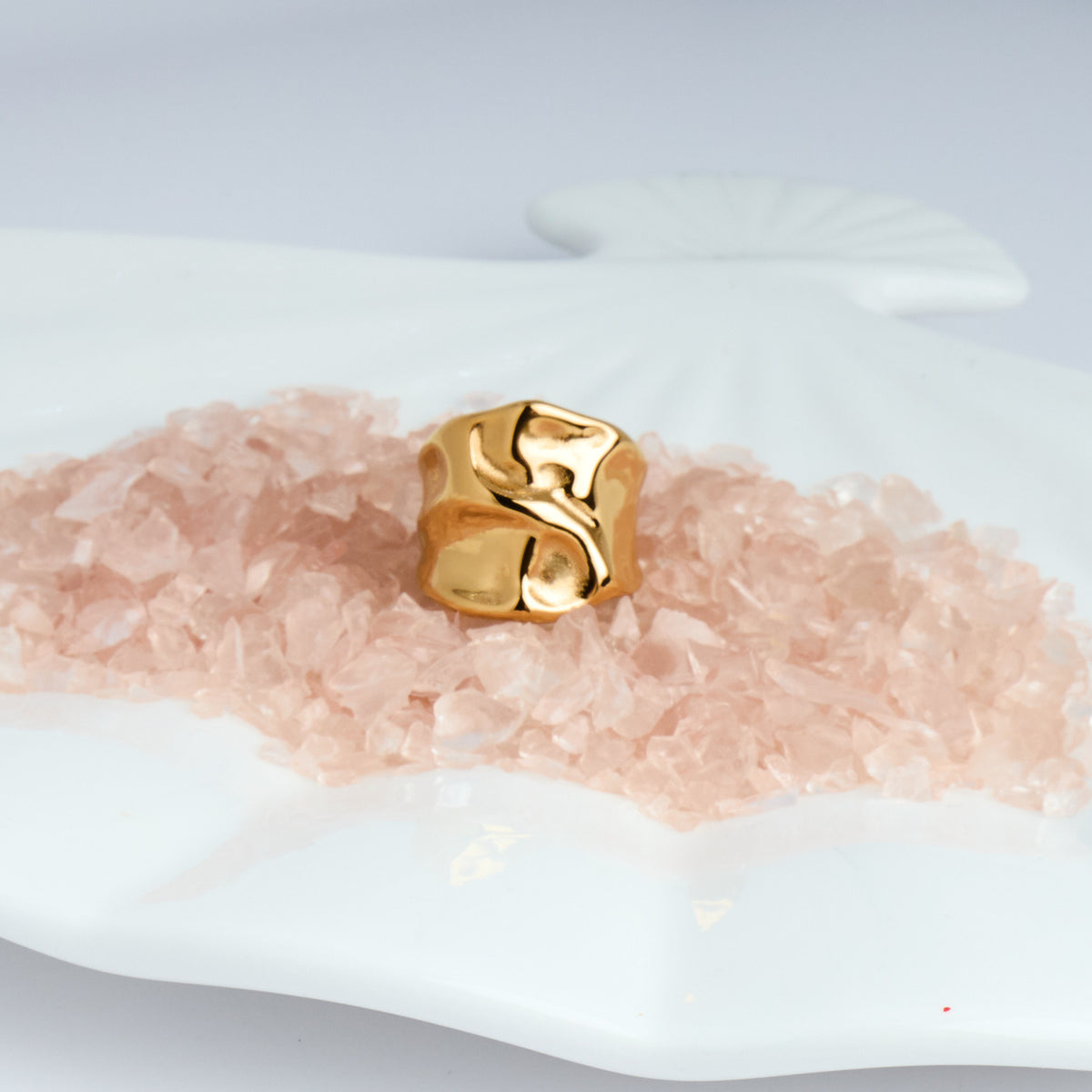Chunky 18K PVD Gold Plated Hammered Ring | Hypoallergenic