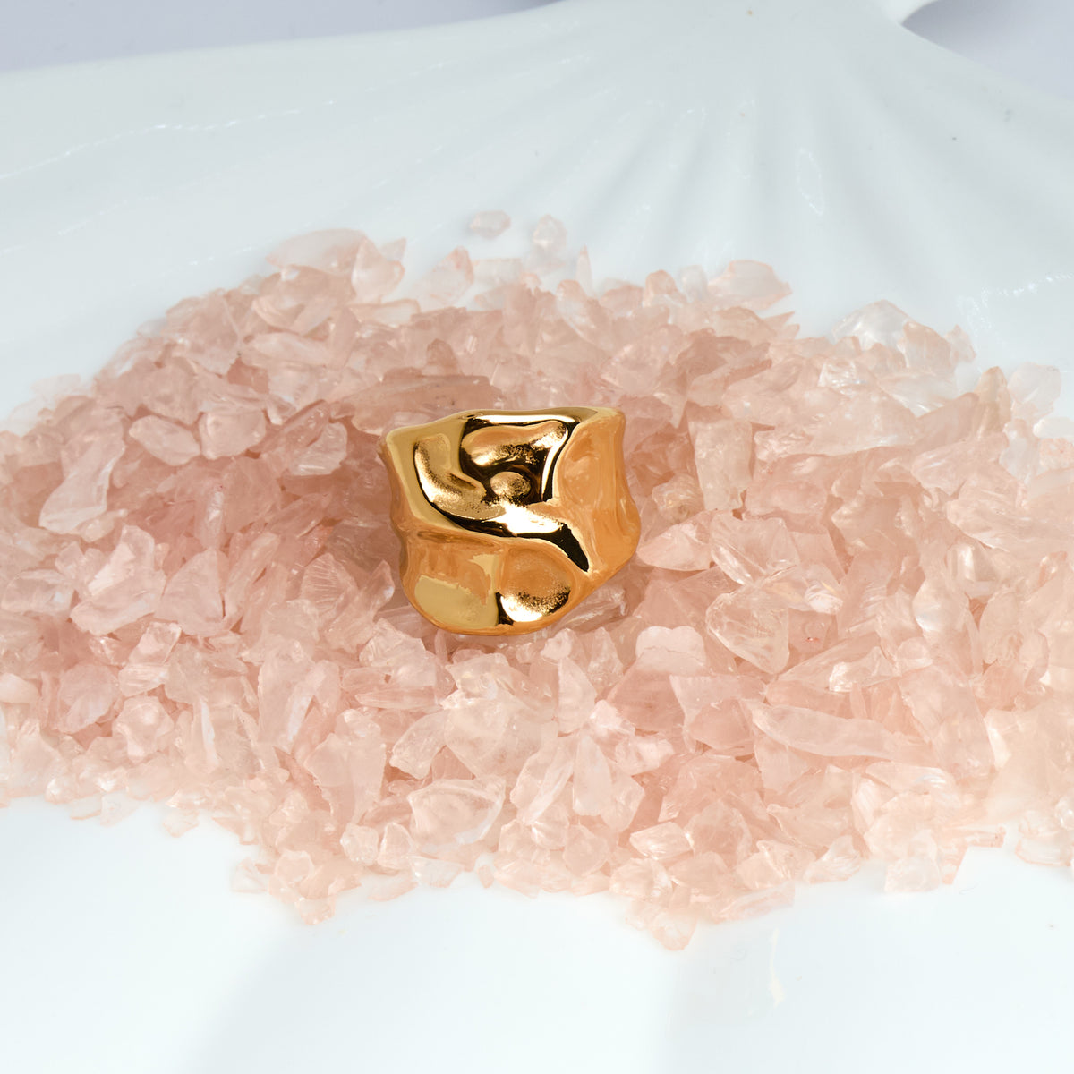 Chunky 18K PVD Gold Plated Hammered Ring | Hypoallergenic