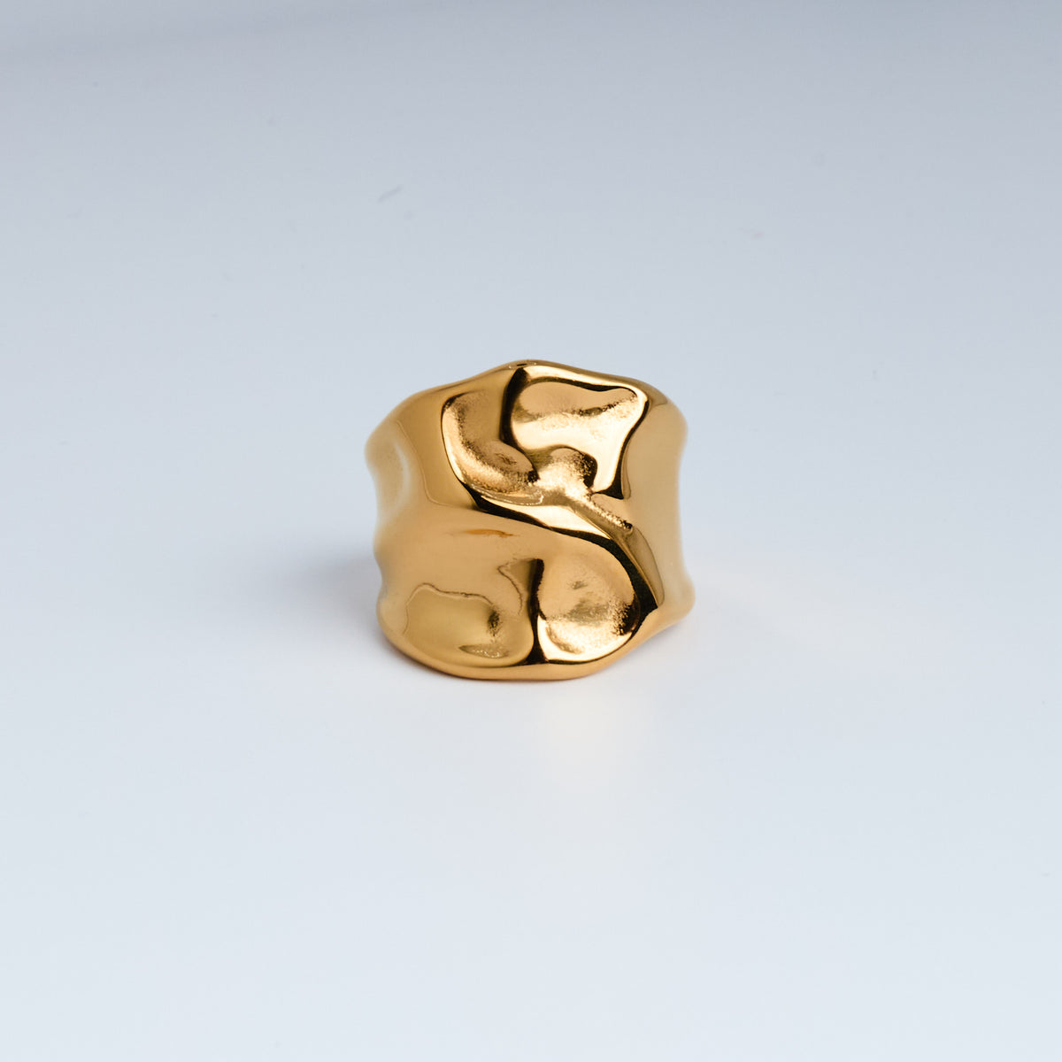 Chunky 18K PVD Gold Plated Hammered Ring | Hypoallergenic