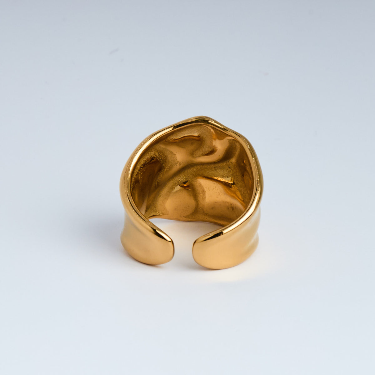 Chunky 18K PVD Gold Plated Hammered Ring | Hypoallergenic