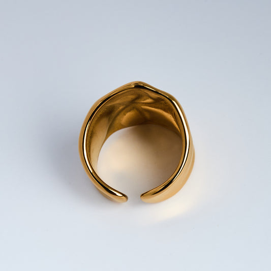 Chunky 18K PVD Gold Plated Hammered Ring | Hypoallergenic