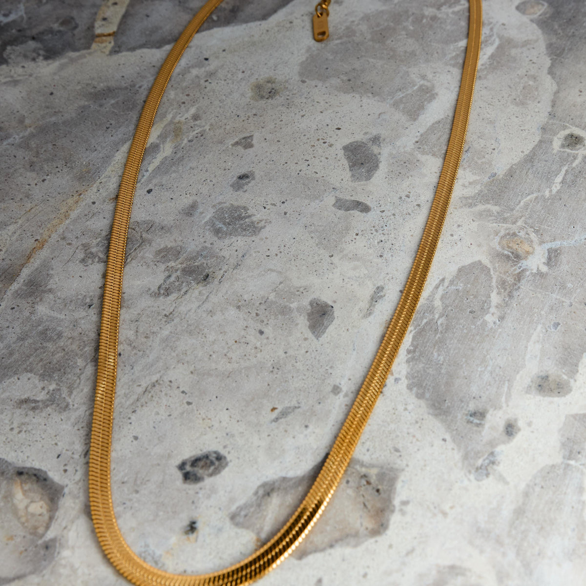 18K Gold Plated Snake Chain Necklace | Hypoallergenic Herringbone Stainless Steel