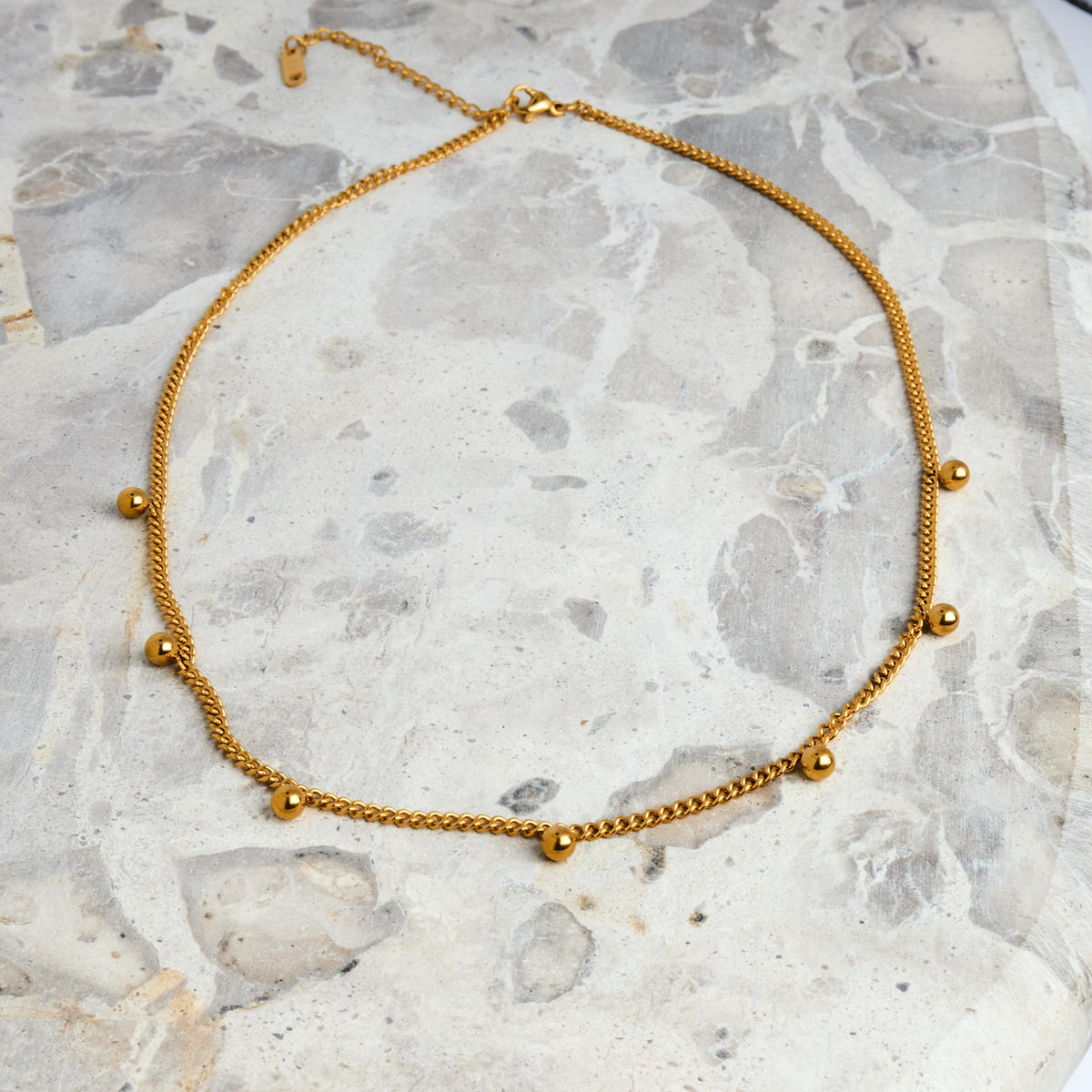 18K Gold Plated Beaded Chain Necklace | Hypoallergenic Stainless Steel