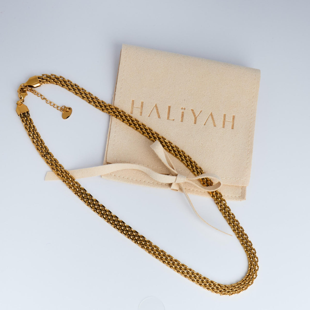 18K Gold Basket Weave Chain Necklace | Waterproof Stainless Steel