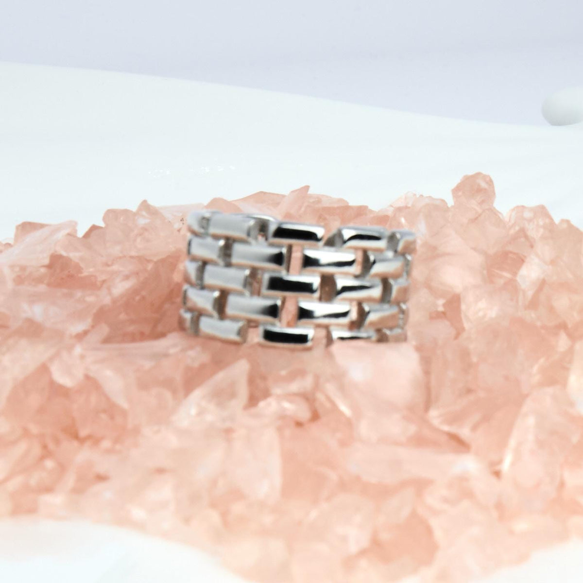 Silver Watch Strap Ring | Adjustable Stainless Steel Statement Jewelry