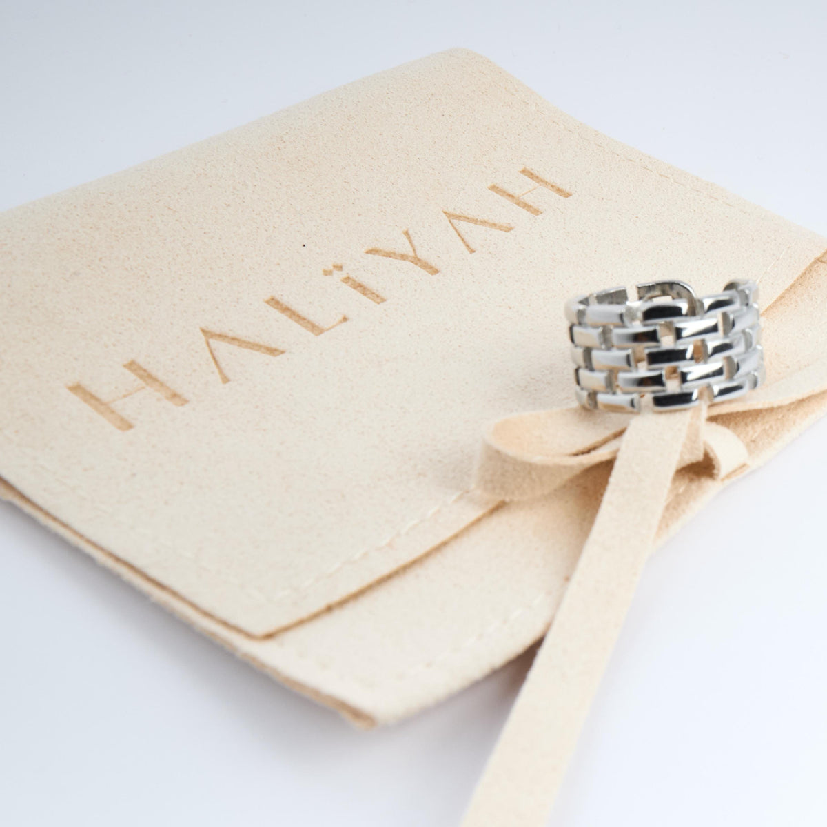 Silver Watch Strap Ring | Adjustable Stainless Steel Statement Jewelry