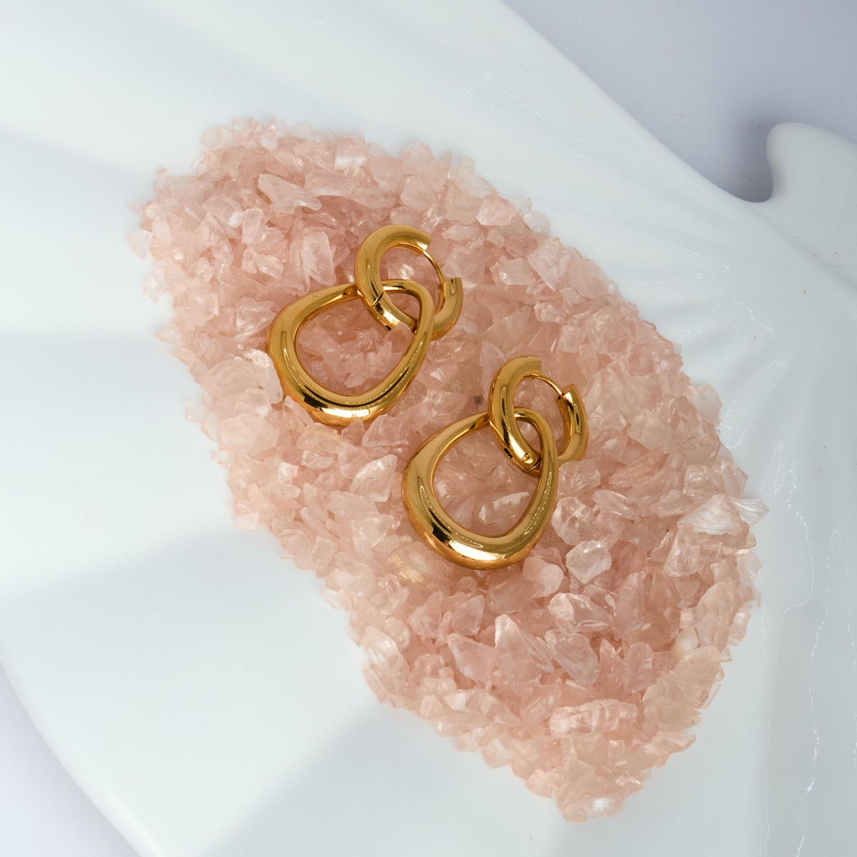 18K Gold Plated Hoop Earrings | Hypoallergenic Stainless Steel, Irregular Hoops