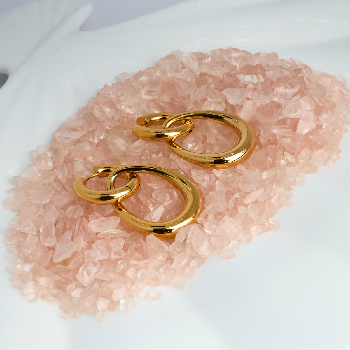 18K Gold Plated Hoop Earrings | Hypoallergenic Stainless Steel, Irregular Hoops