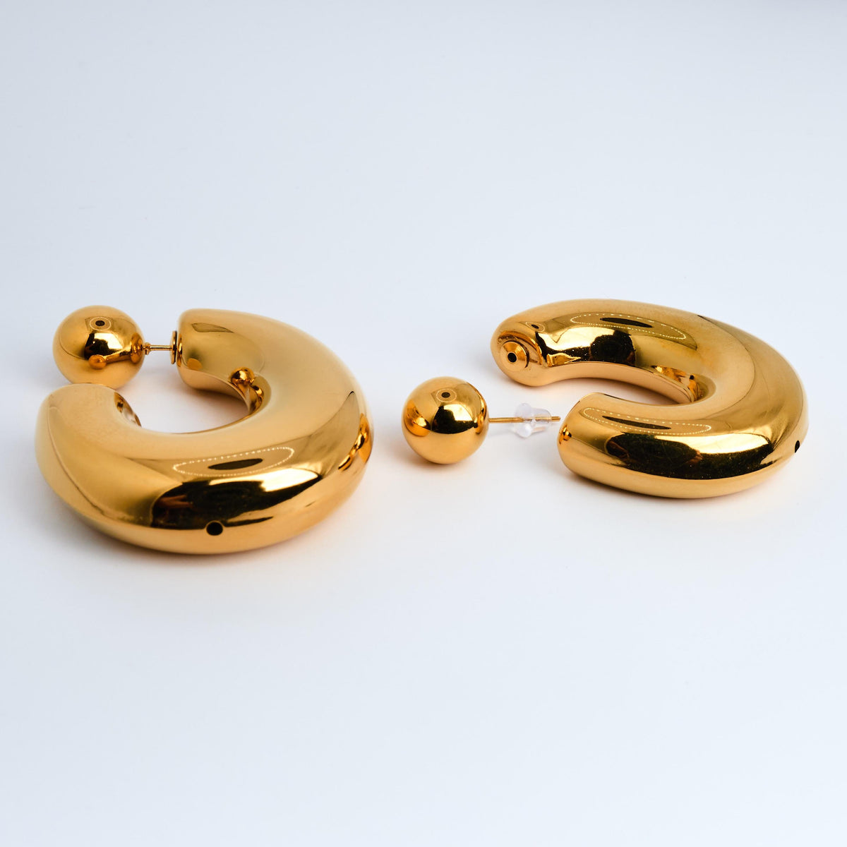 18K Gold Plated C-Shape Earrings | Hypoallergenic Stainless Steel