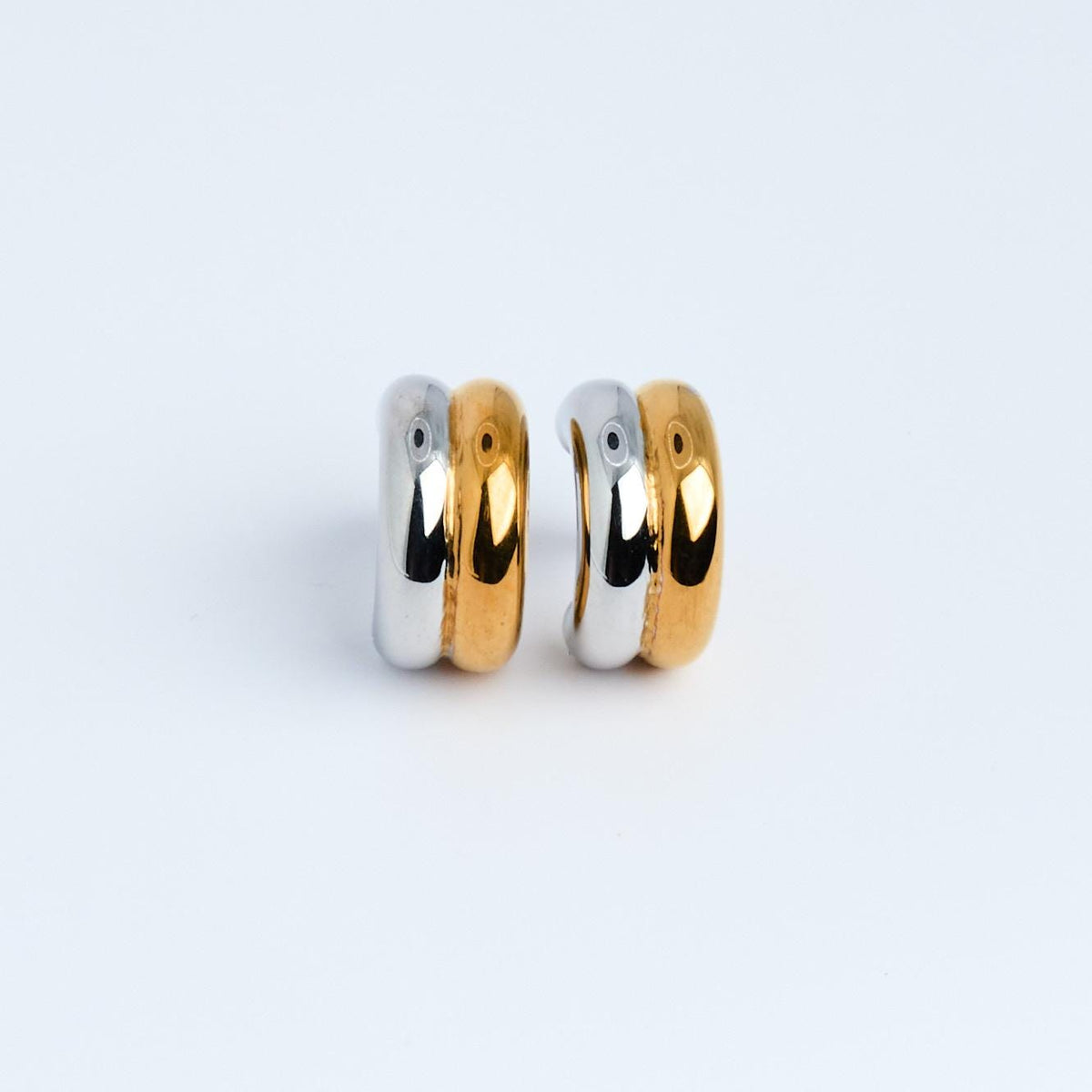 Two Tone Hoop Earrings | Gold & Silver, Stainless Steel
