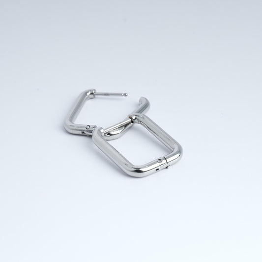 Silver Geometric Hoop Earrings | Stainless Steel Huggies
