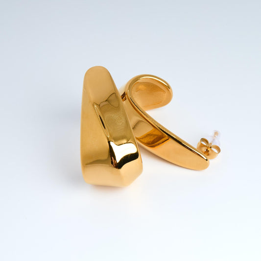 18K Gold Plated Geometric Hook Earrings | Hypoallergenic Steel