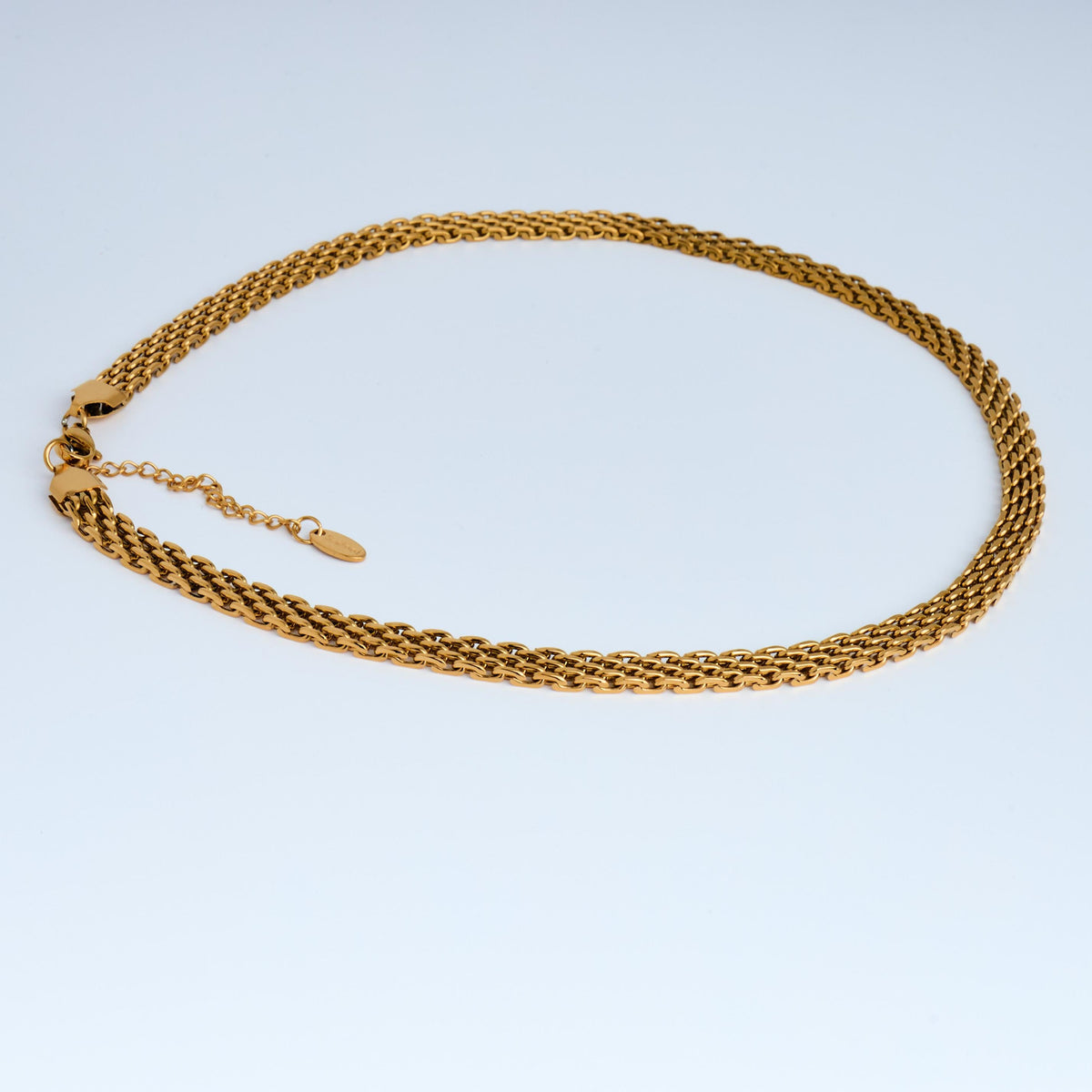 18K Gold Basket Weave Chain Necklace | Waterproof Stainless Steel