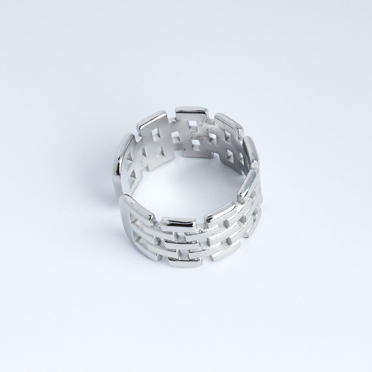 Silver Watch Strap Ring | Adjustable Stainless Steel Statement Jewelry