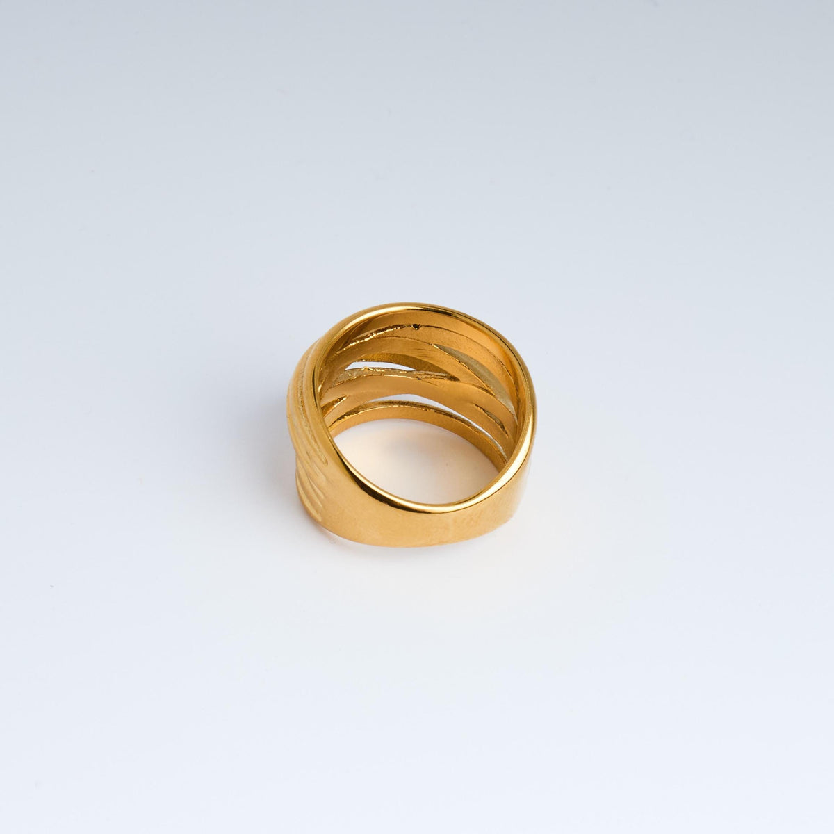 18K Gold Plated Stainless Steel Statement Ring | Multilayer Irregular Design
