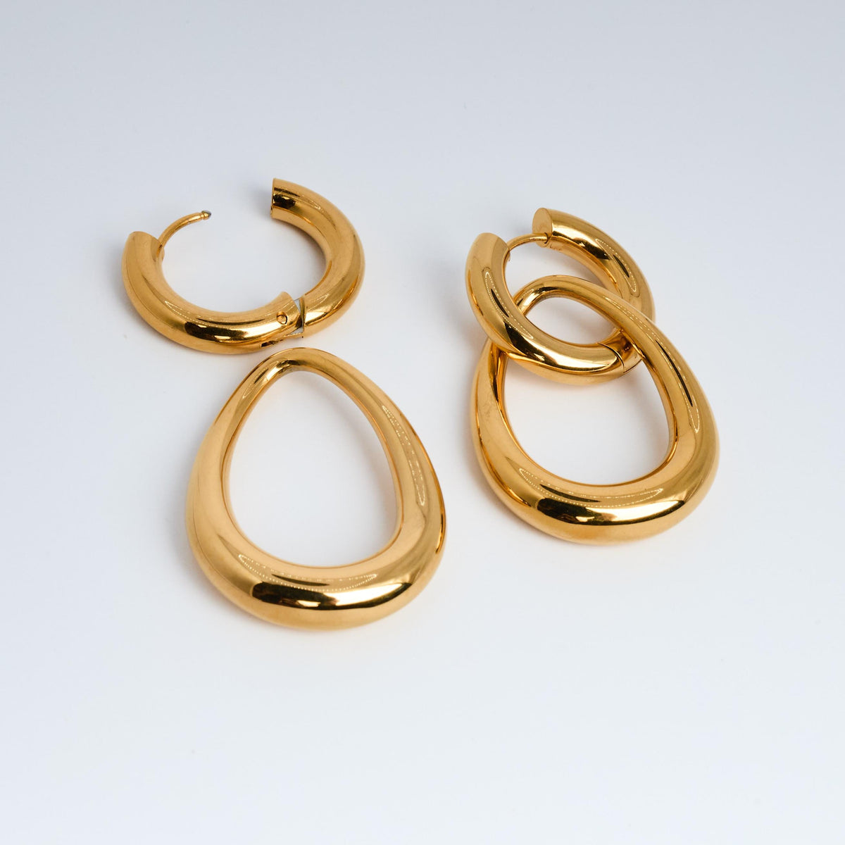 18K Gold Plated Hoop Earrings | Hypoallergenic Stainless Steel, Irregular Hoops