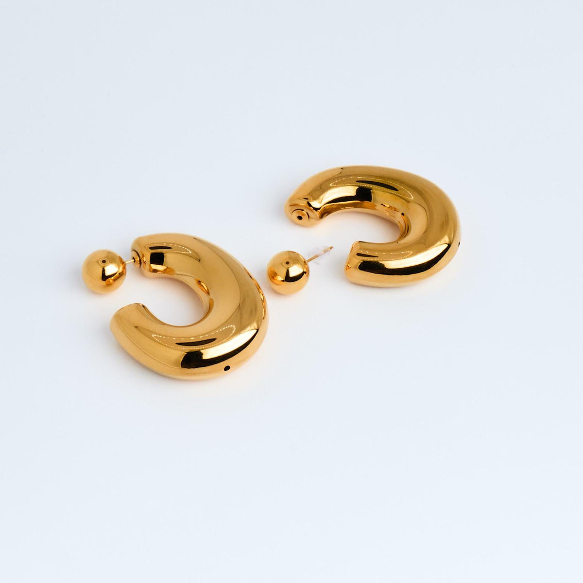 18K Gold Plated C-Shape Earrings | Hypoallergenic Stainless Steel