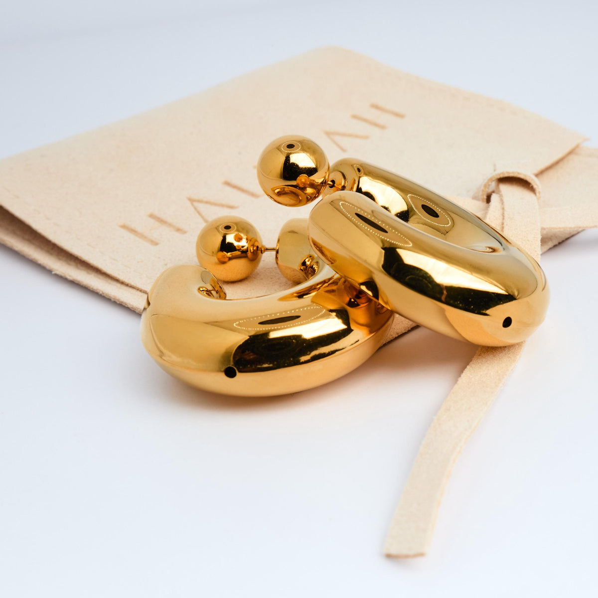 18K Gold Plated C-Shape Earrings | Hypoallergenic Stainless Steel