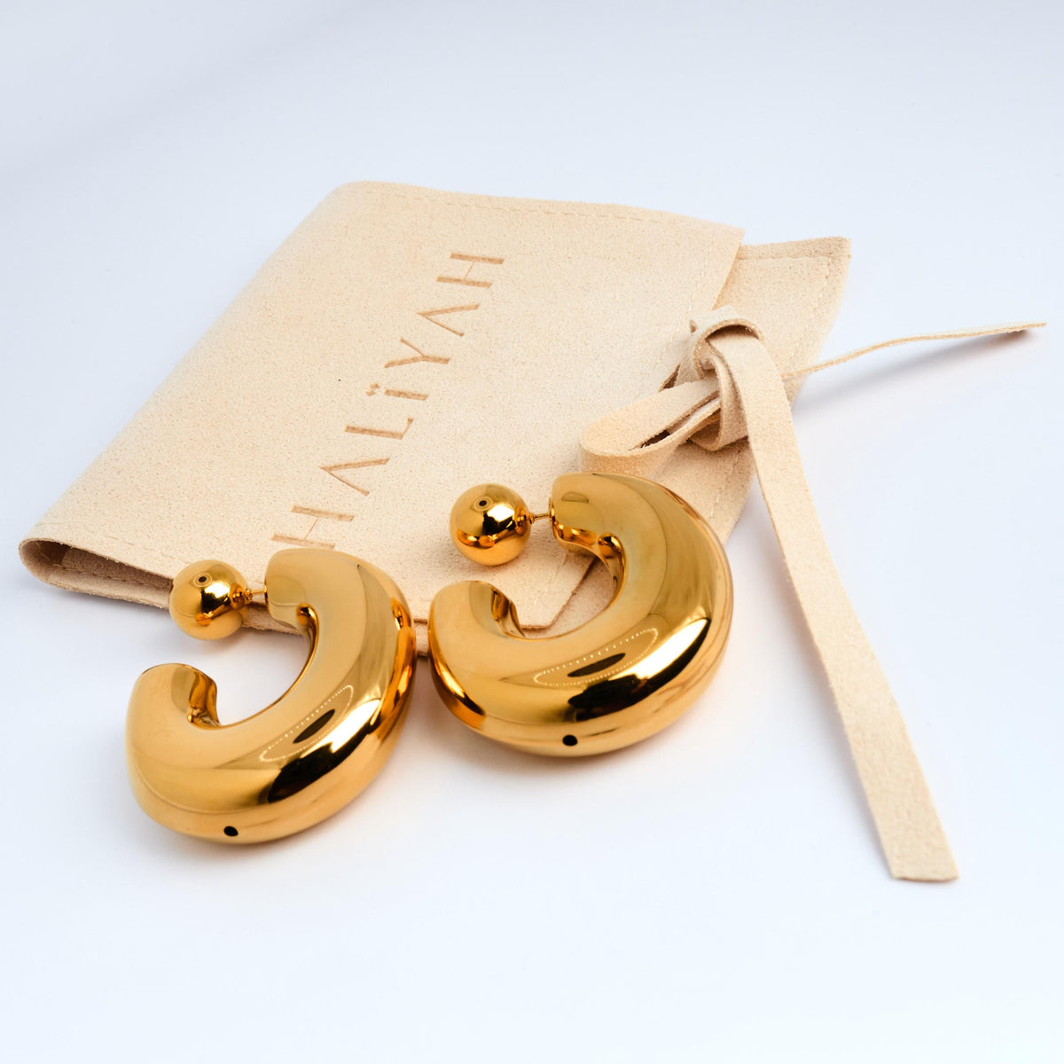 18K Gold Plated C-Shape Earrings | Hypoallergenic Stainless Steel