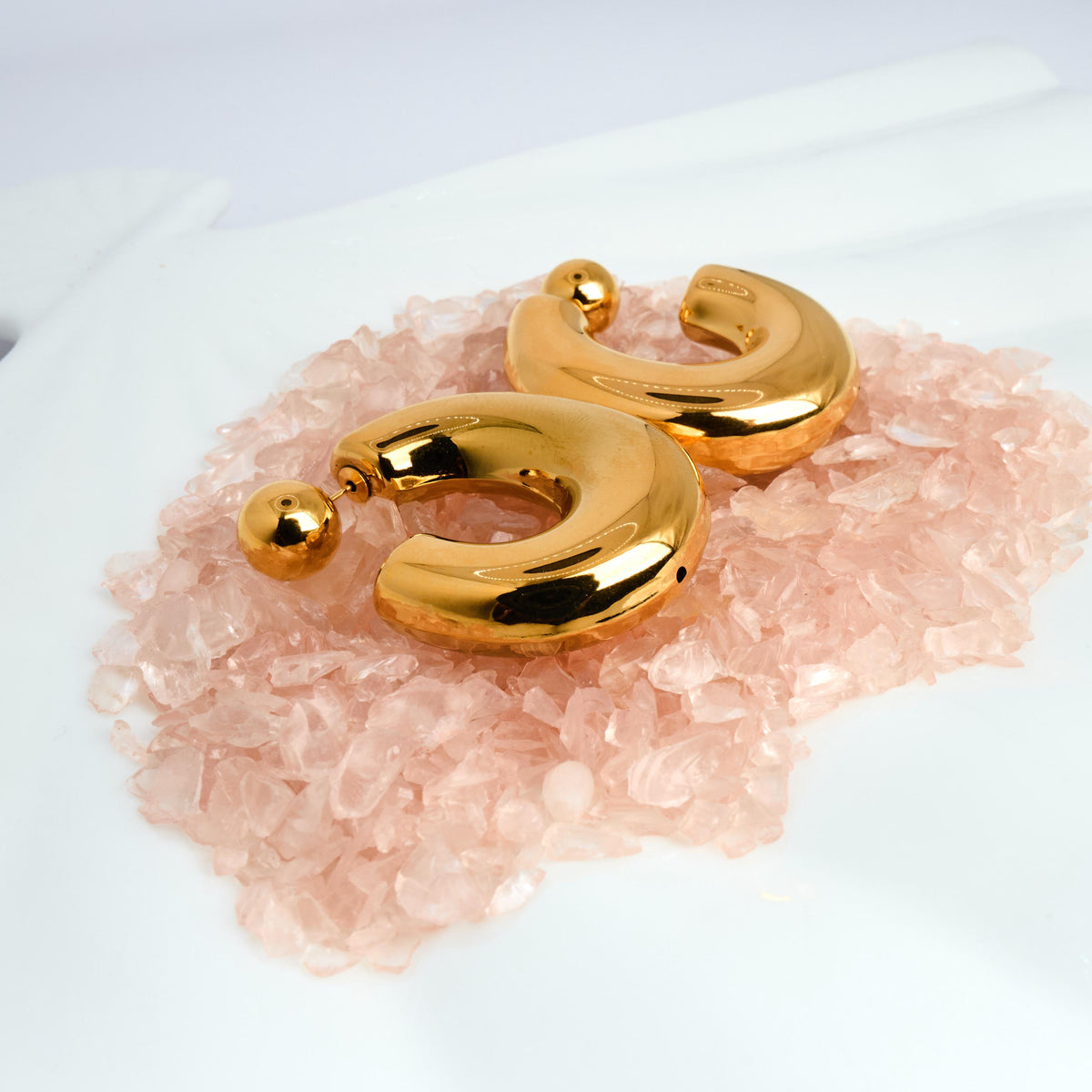 18K Gold Plated C-Shape Earrings | Hypoallergenic Stainless Steel