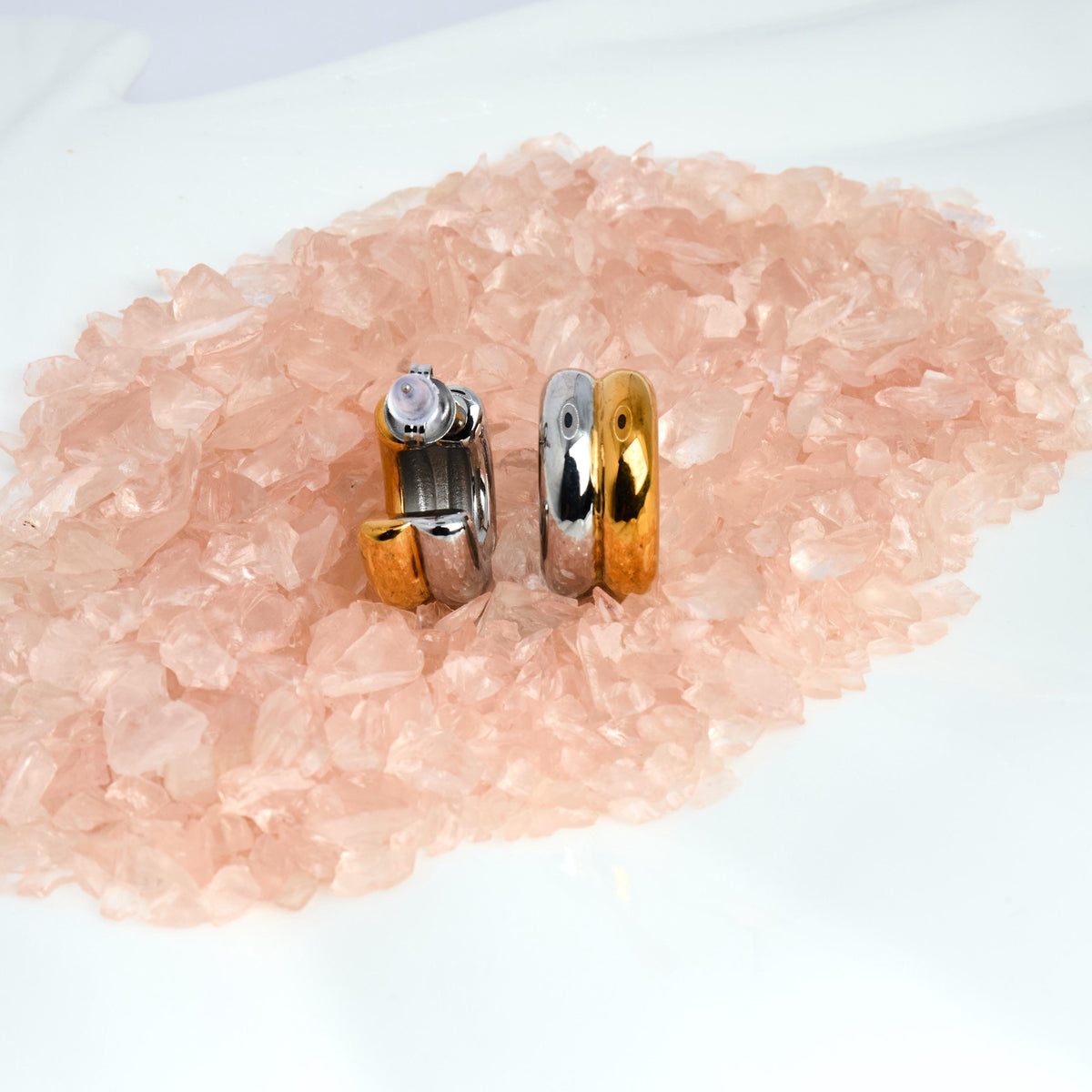Two Tone Hoop Earrings | Gold & Silver, Stainless Steel