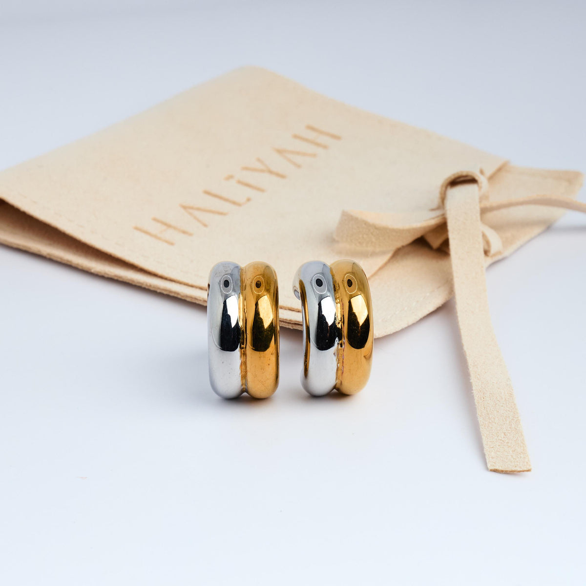 Two Tone Hoop Earrings | Gold & Silver, Stainless Steel