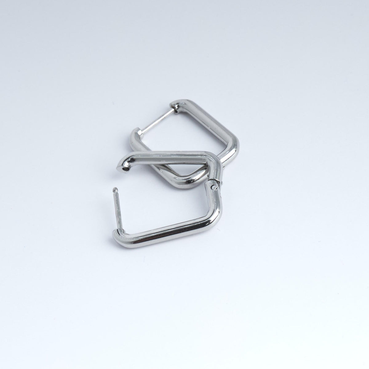 Silver Geometric Hoop Earrings | Stainless Steel Huggies